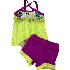 Lexi Luu Dancewear Set Green & Purple M 7/8